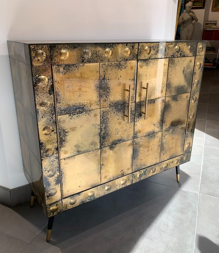 1950s style eglomise glass sideboard