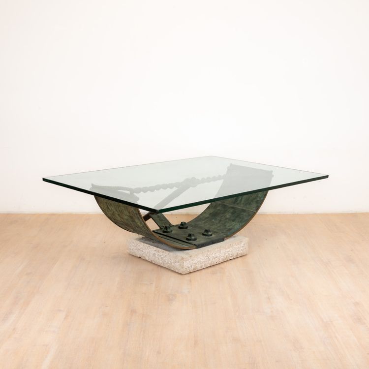 Bronze and Glass Coffee Table from Valenti, Barcelona