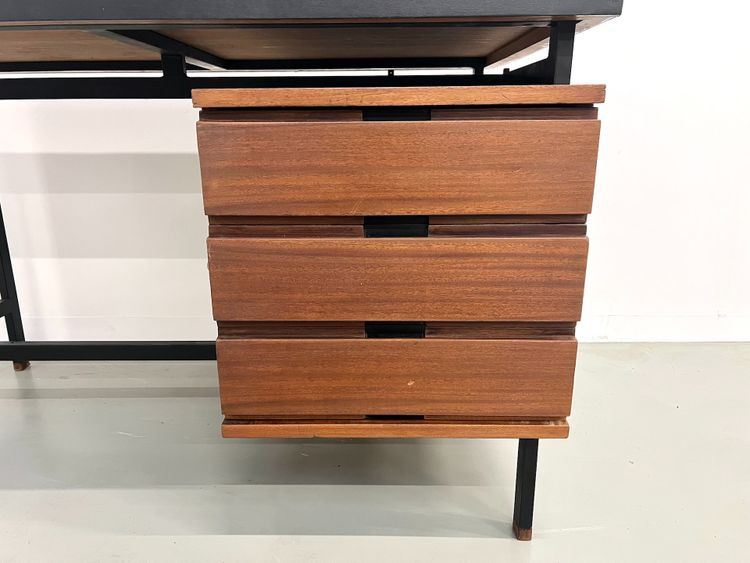 Pierre Guariche desk in teak and lacquered steel