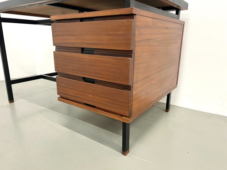 Pierre Guariche desk in teak and lacquered steel