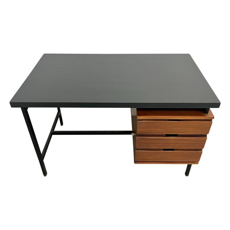 Pierre Guariche desk in teak and lacquered steel