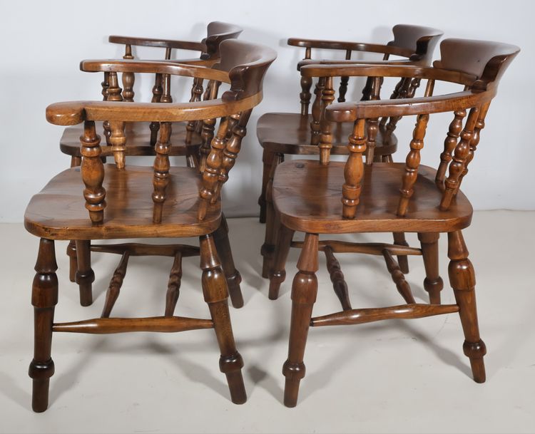 Set of 4 English Windsor style armchairs from the Victorian era