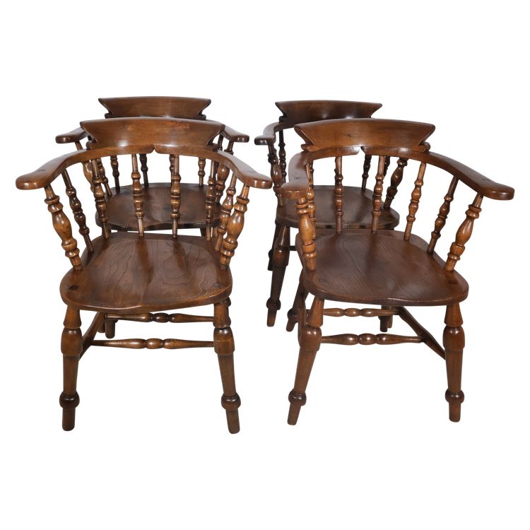 Set of 4 English Windsor style armchairs from the Victorian era