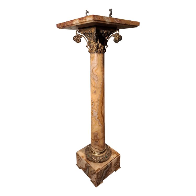 Art Nouveau marble and bronze column.