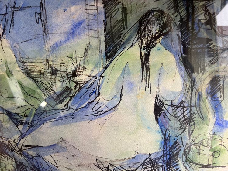 Philippe ANCELLIN (1922-2010) - "Nude in the studio", 1974 watercolor