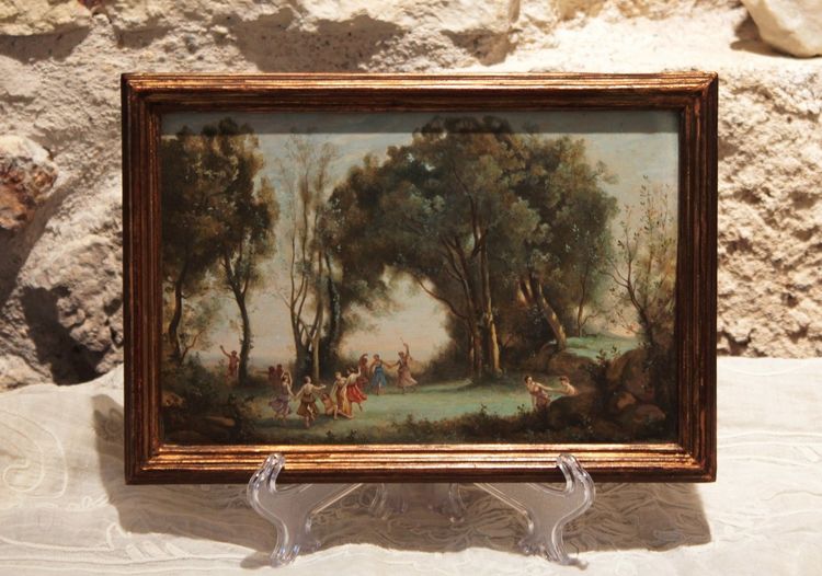 Gouache 'La danse des nymphes' after Camille Corot 19th century period