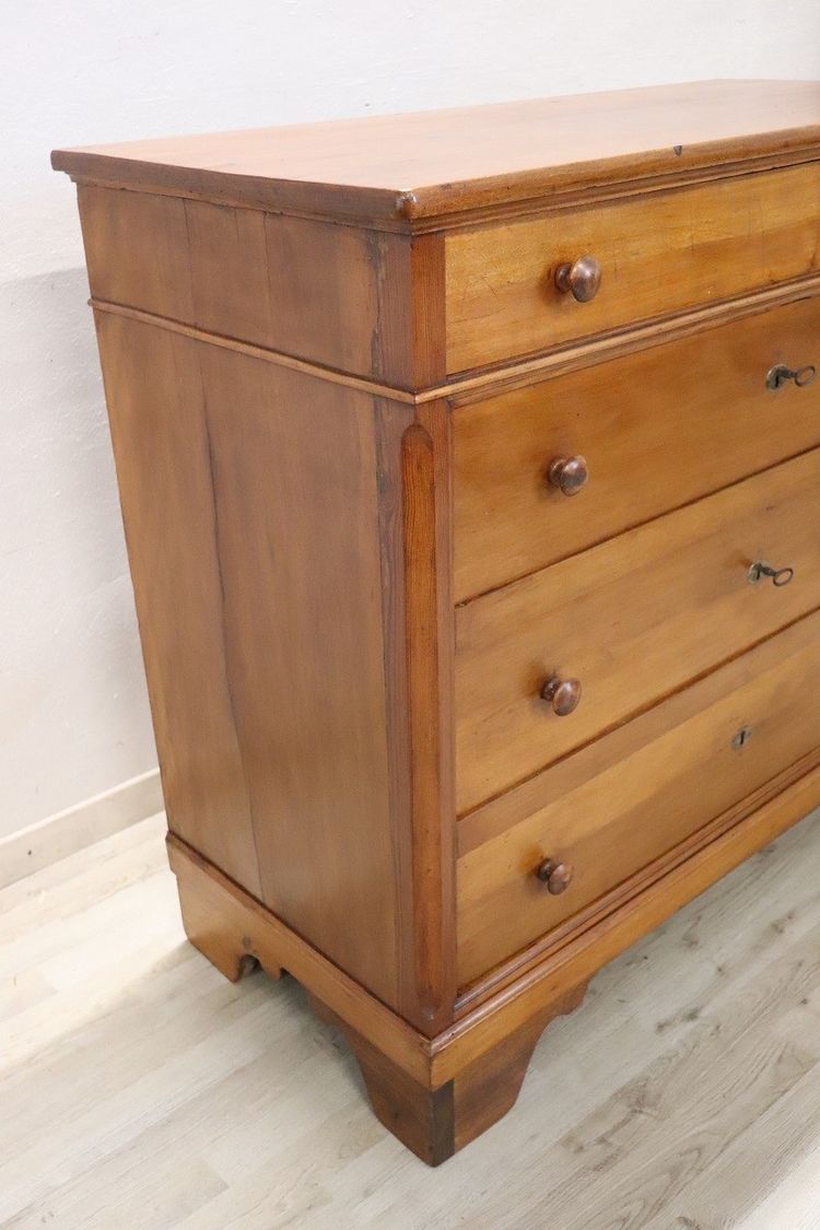 Antique Chest of Drawers in Poplar Wood, Late 19th Century