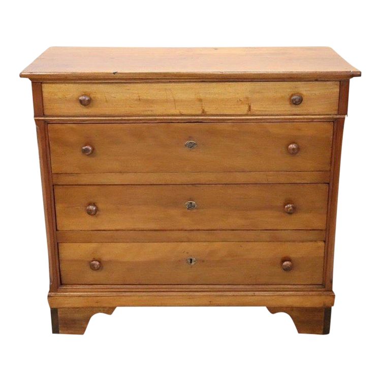 Antique Chest of Drawers in Poplar Wood, Late 19th Century