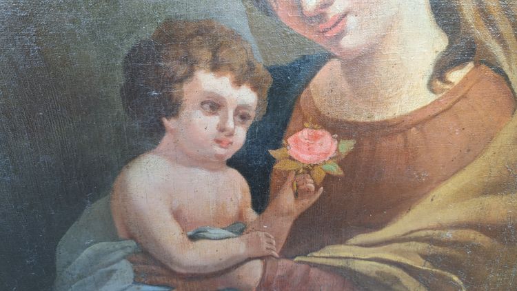 Oil on canvas depicting a Virgin and Child 18th century