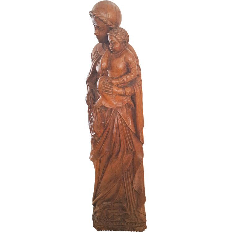 Sculpture of a Virgin and Child in patinated wood 19th century high 75 long 20 larg 20 cm