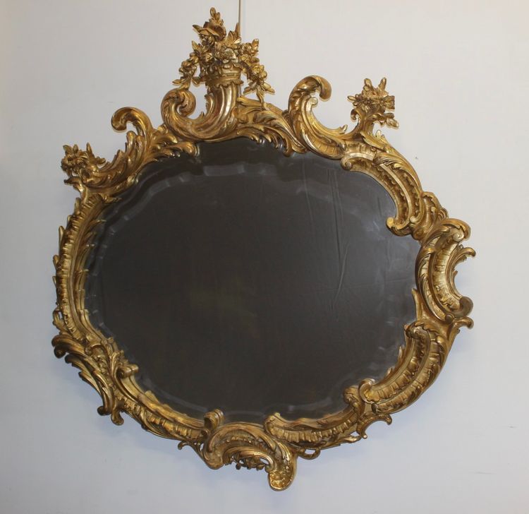 Large Louis XV Gilded Stucco Mirror XIX