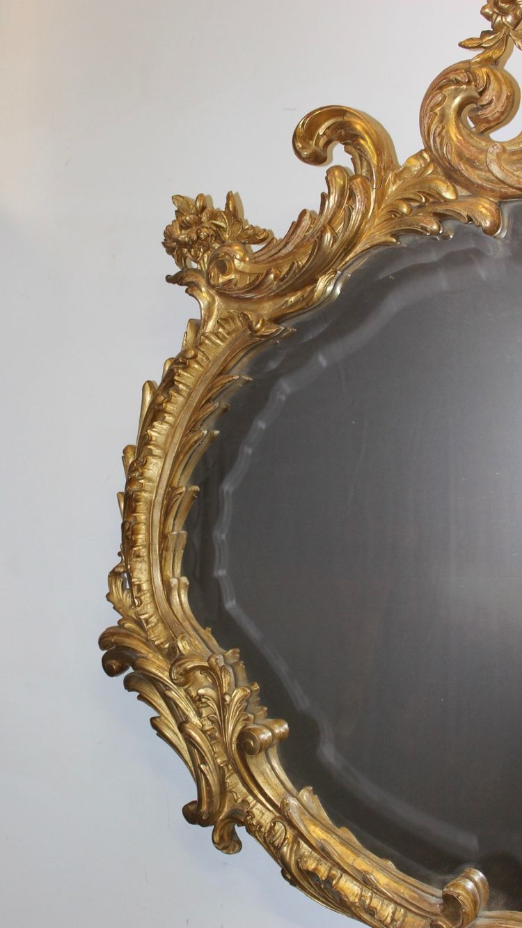 Large Louis XV Gilded Stucco Mirror XIX