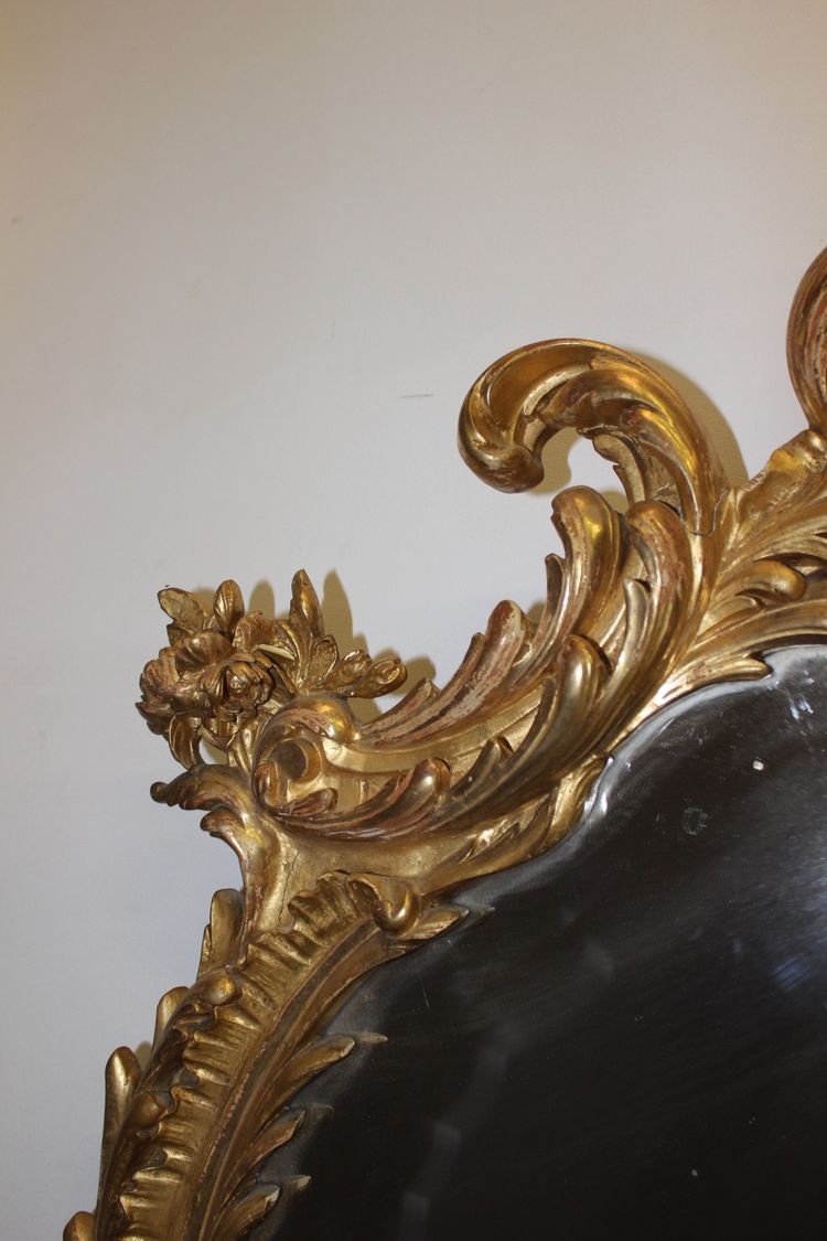 Large Louis XV Gilded Stucco Mirror XIX