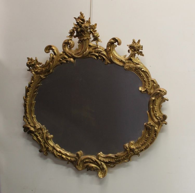 Large Louis XV Gilded Stucco Mirror XIX