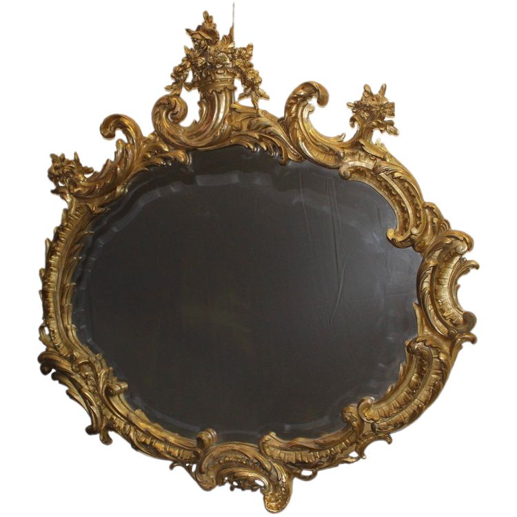 Large Louis XV Gilded Stucco Mirror XIX