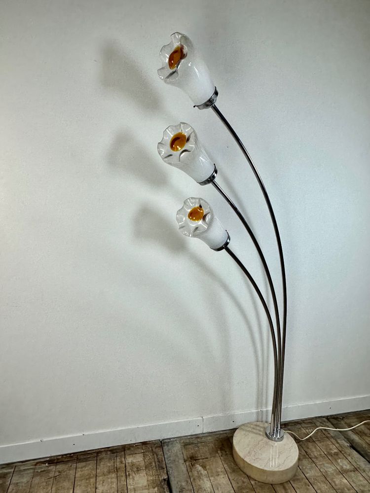 Murano metal and glass Italian Arc floor lamp 1960