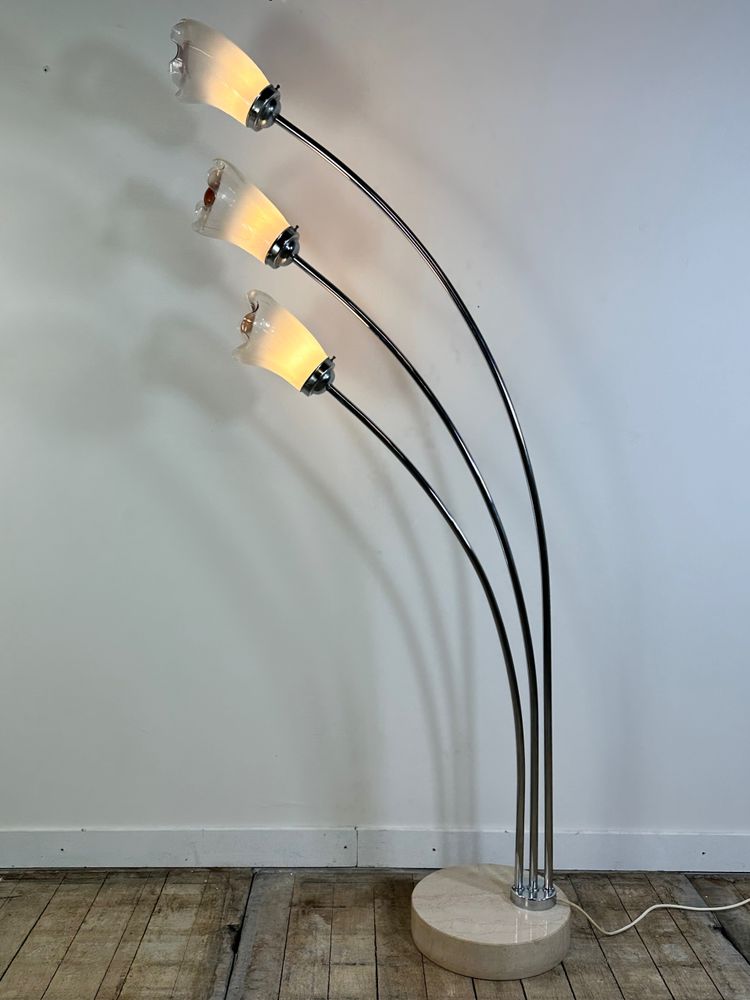 Murano metal and glass Italian Arc floor lamp 1960