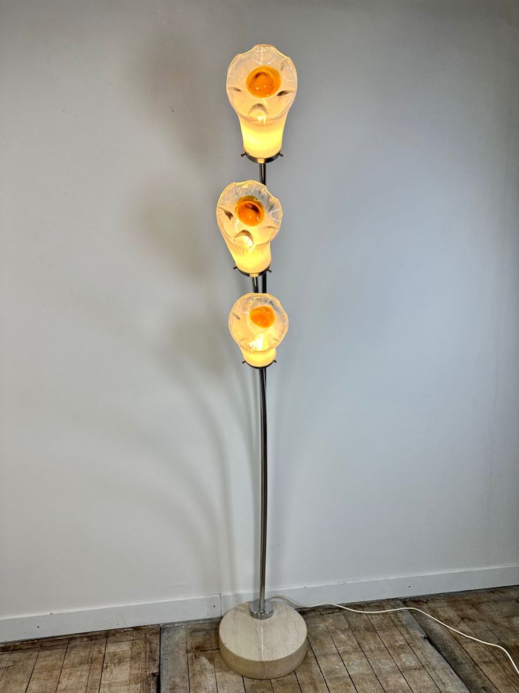 Murano metal and glass Italian Arc floor lamp 1960