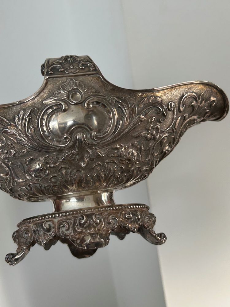 Sauce Boat In Solid Silver And Vermeil Charançon Hallmark And Its Lining In Silver Plated Metal End XIX