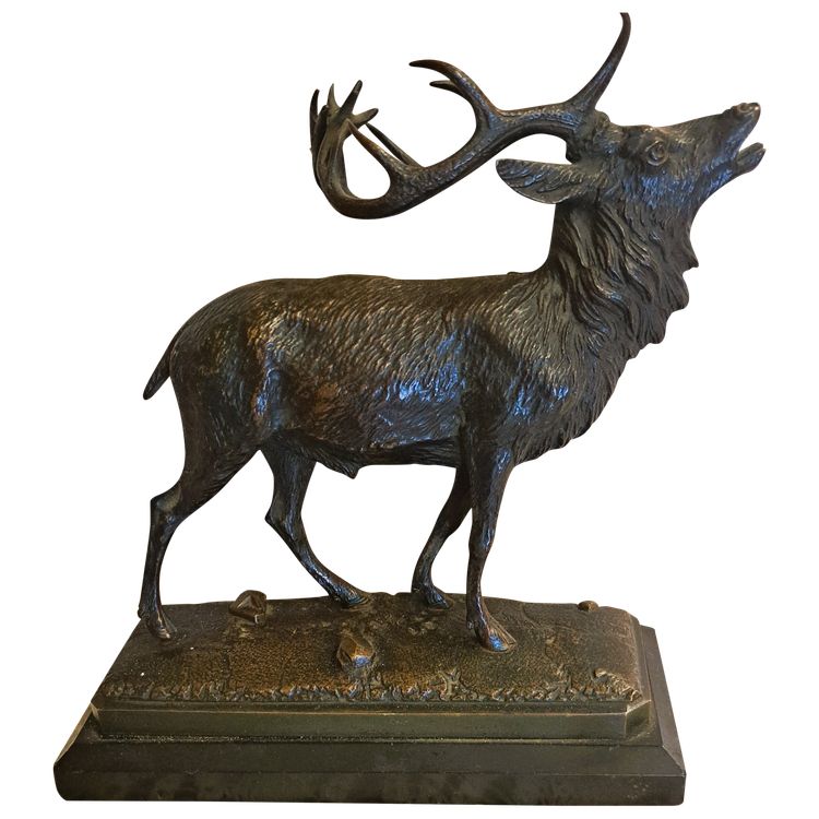 Sculpture bronze hunting stag bramant Late 19th century