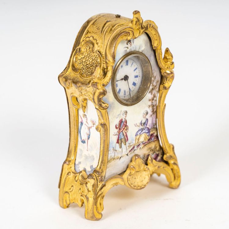 An enamel miniature clock, late 19th century