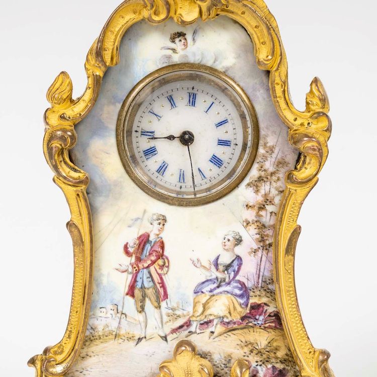 An enamel miniature clock, late 19th century