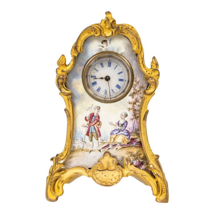 An enamel miniature clock, late 19th century