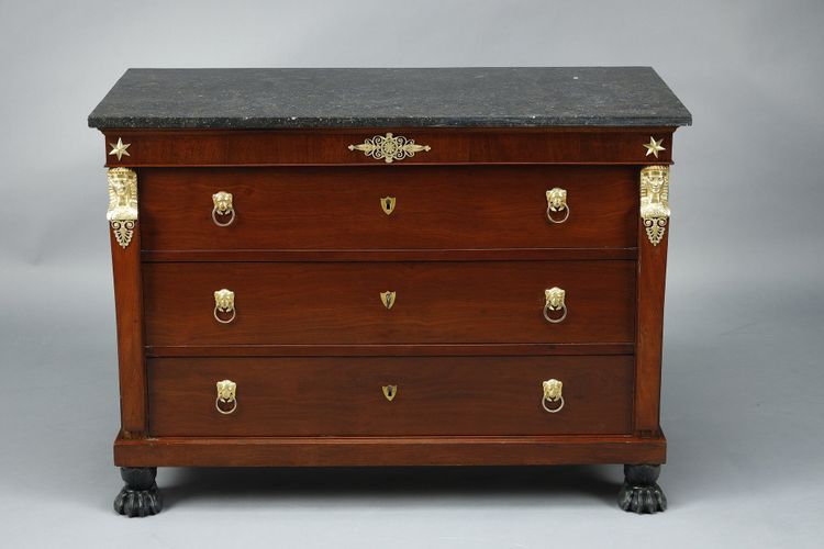 MAHOGANY AND MAHOGANY VENEER CONSULAT COMMODE AND SECRETARY