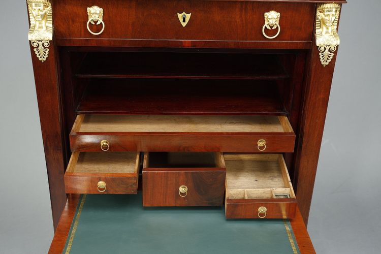 MAHOGANY AND MAHOGANY VENEER CONSULAT COMMODE AND SECRETARY