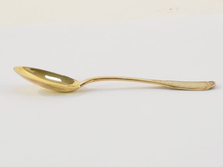 12 small mocha spoons in SOLID SILVER vermeil Minerva 1st title