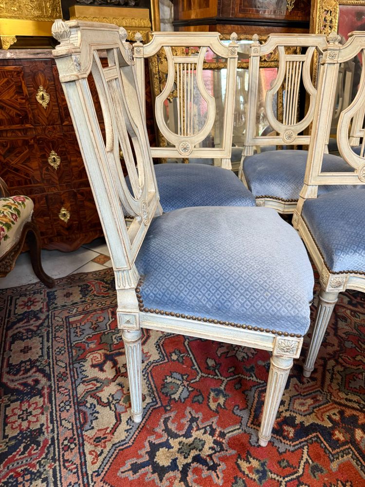 SET OF SIX LOUIS XVI STYLE LYRE CHAIRS