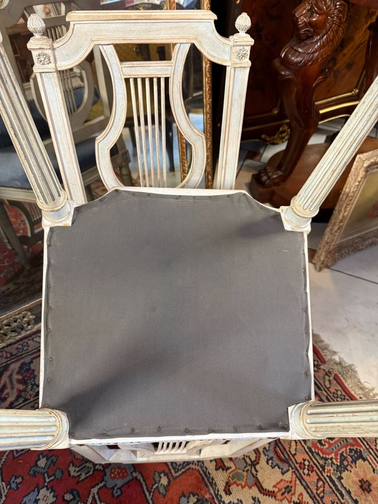 SET OF SIX LOUIS XVI STYLE LYRE CHAIRS