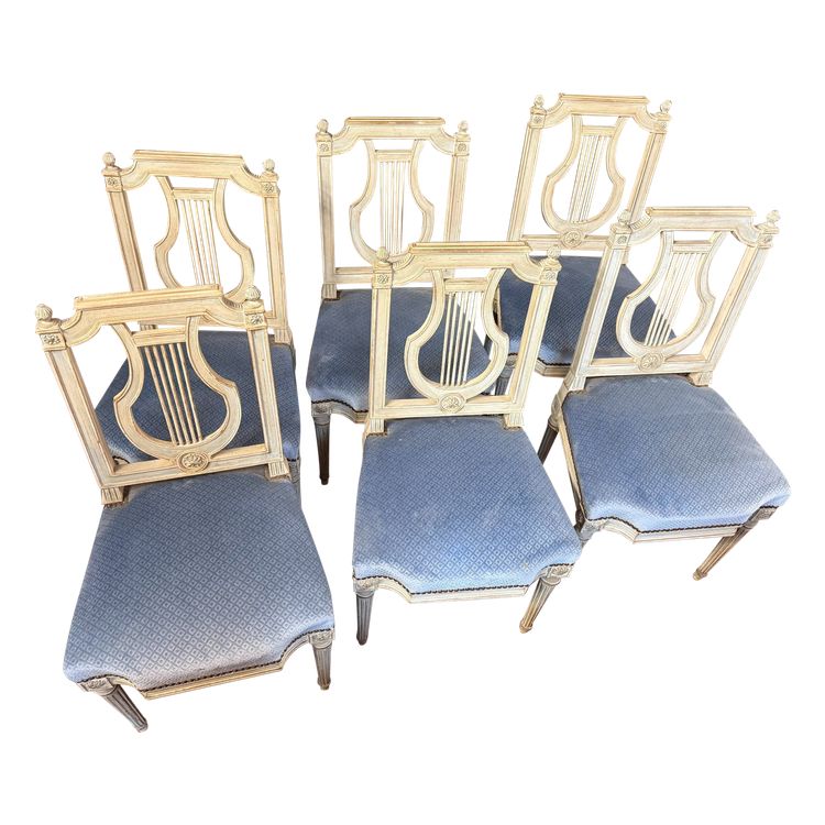 SET OF SIX LOUIS XVI STYLE LYRE CHAIRS