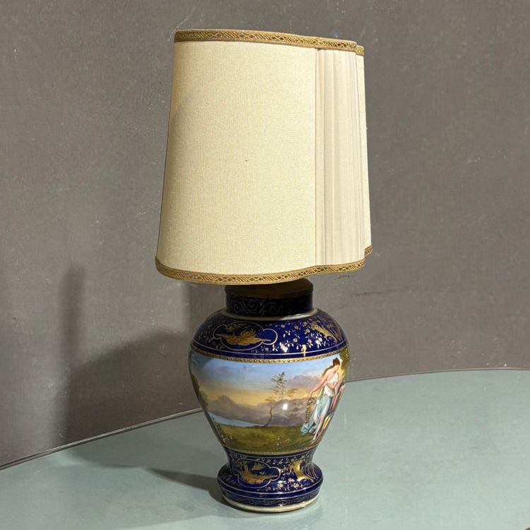 Antique Royal Vienna Porcelain Lamp Painted