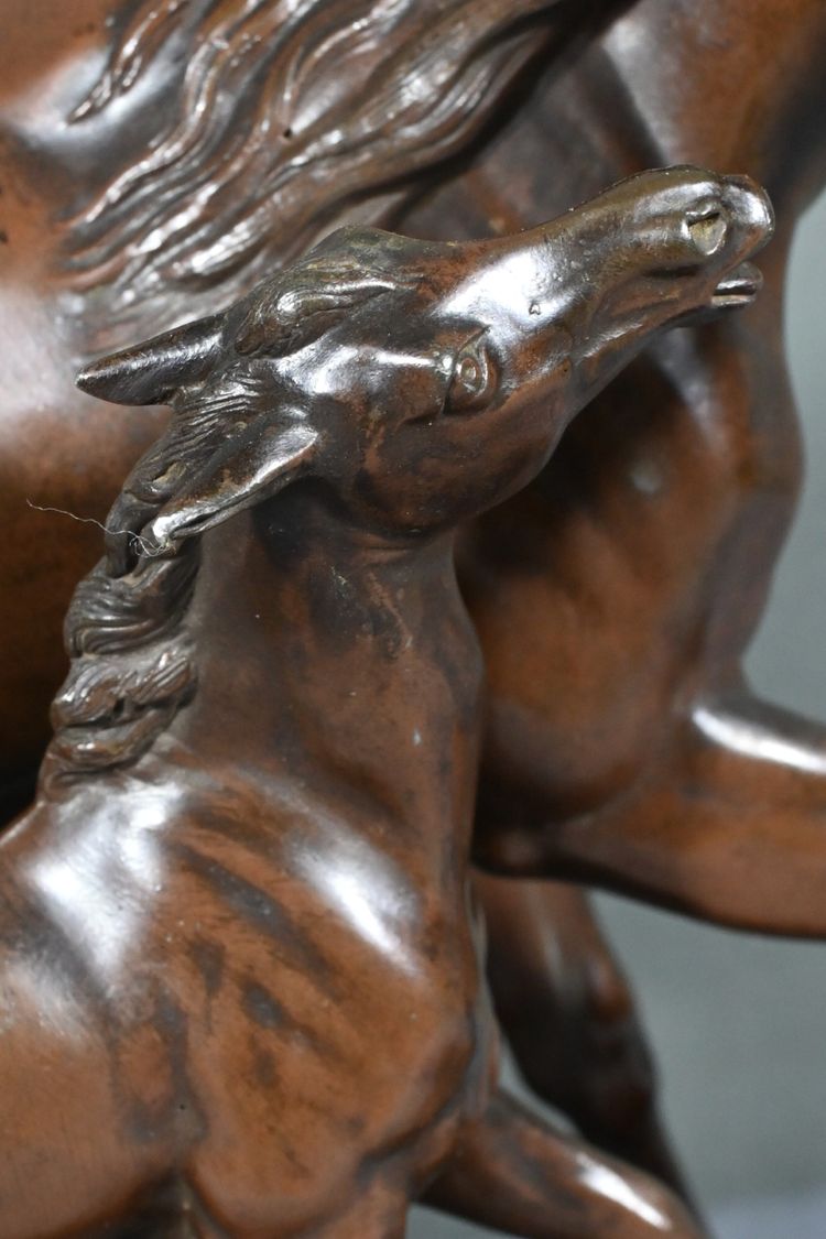 Horse and its Foal in Spelter, signed E.Loiseau – Early 20th century