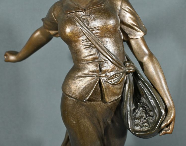 Spelter Sculpture Titled “Sower”, signed A. de Ranieri – Mid 20th century