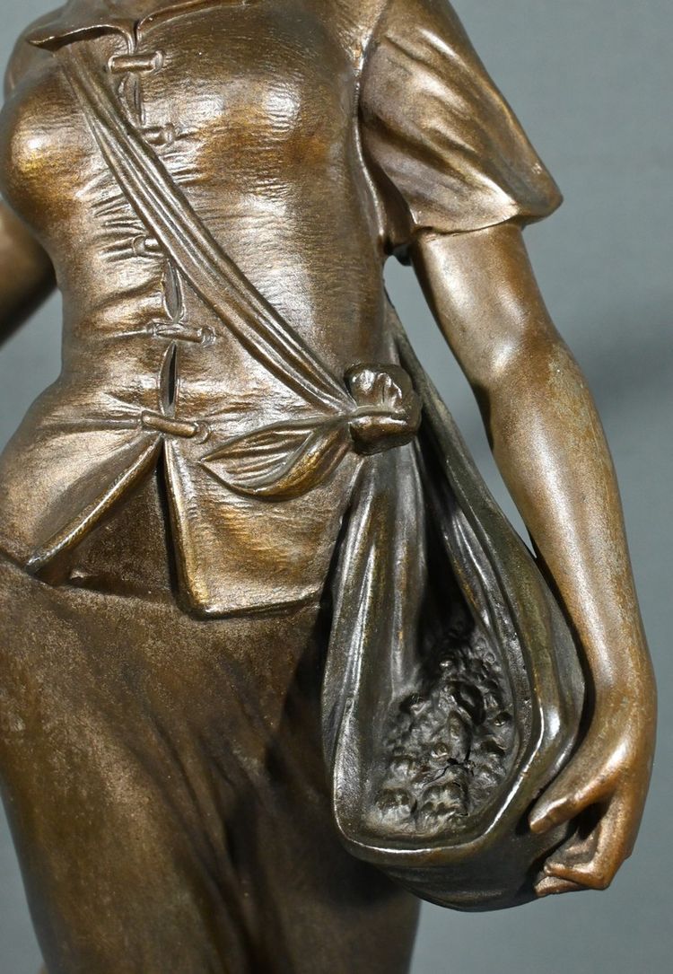 Spelter Sculpture Titled “Sower”, signed A. de Ranieri – Mid 20th century