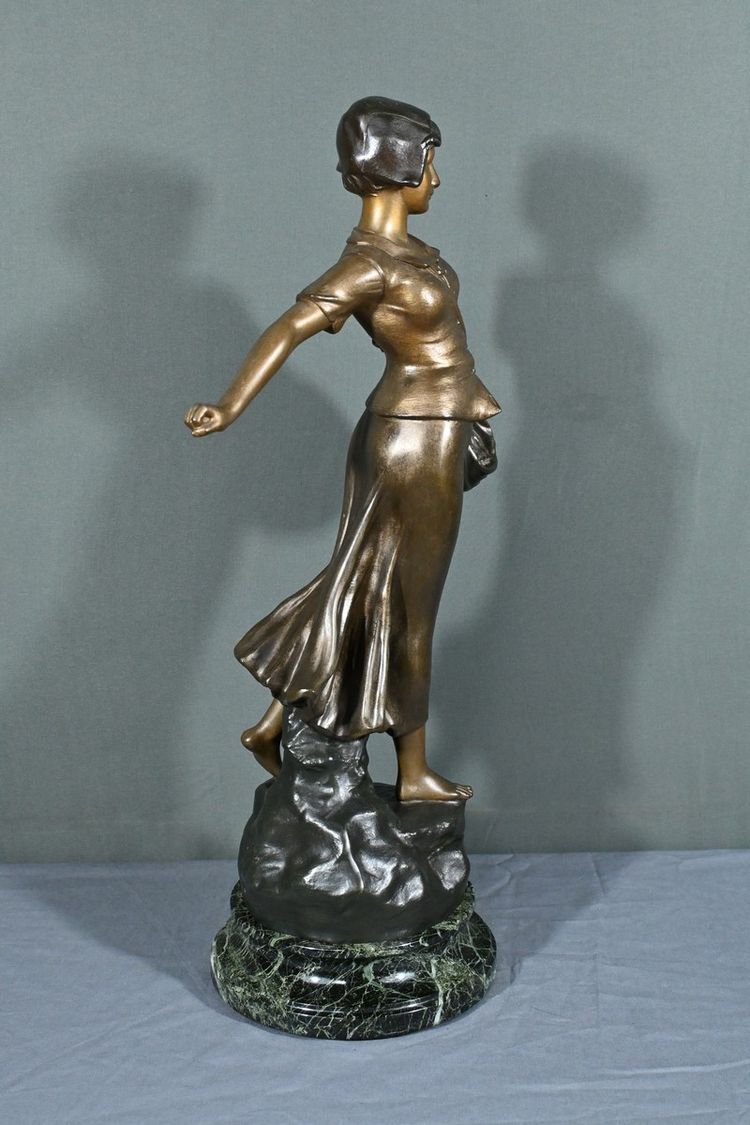 Spelter Sculpture Titled “Sower”, signed A. de Ranieri – Mid 20th century