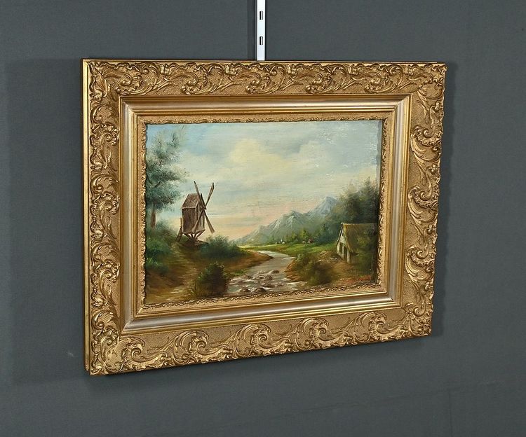 Oil on Canvas “The Mill” by N. Okolowicz – Early 20th Century