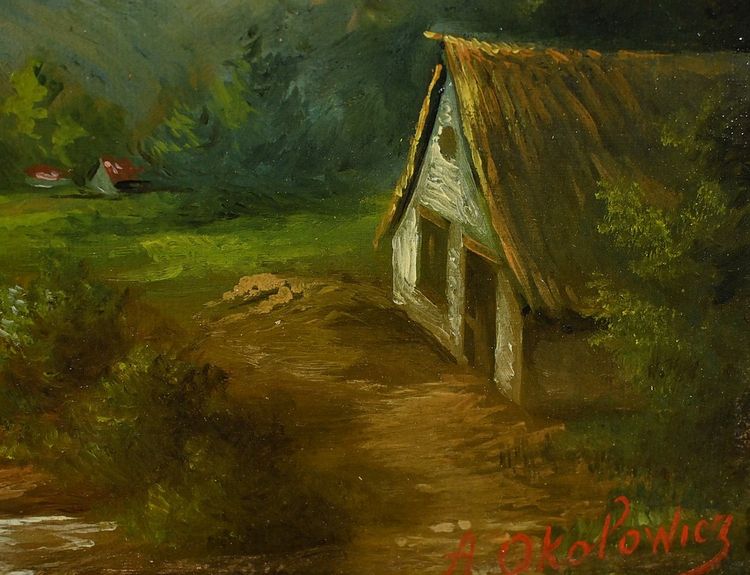 Oil on Canvas “The Mill” by N. Okolowicz – Early 20th Century