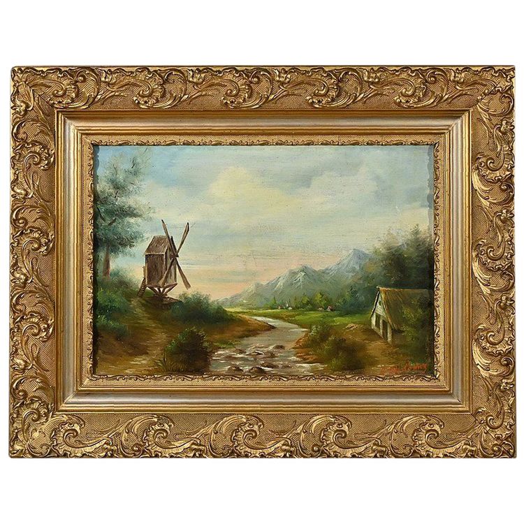 Oil on Canvas “The Mill” by N. Okolowicz – Early 20th Century