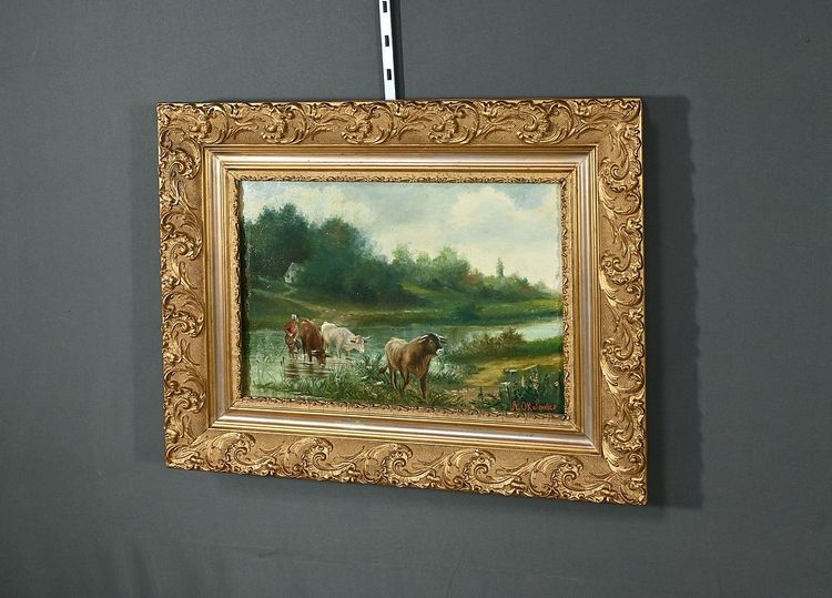 Oil on Canvas “Pastures” by N. Okolowicz – Early 20th Century