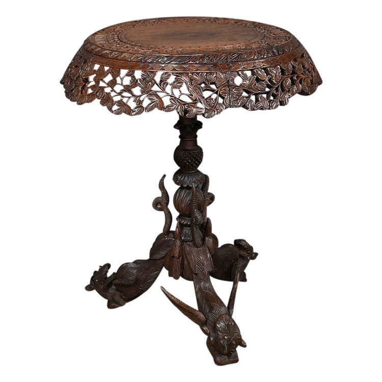 Anglo-Indian Pedestal Table in Exotic Wood – Late 19th Century