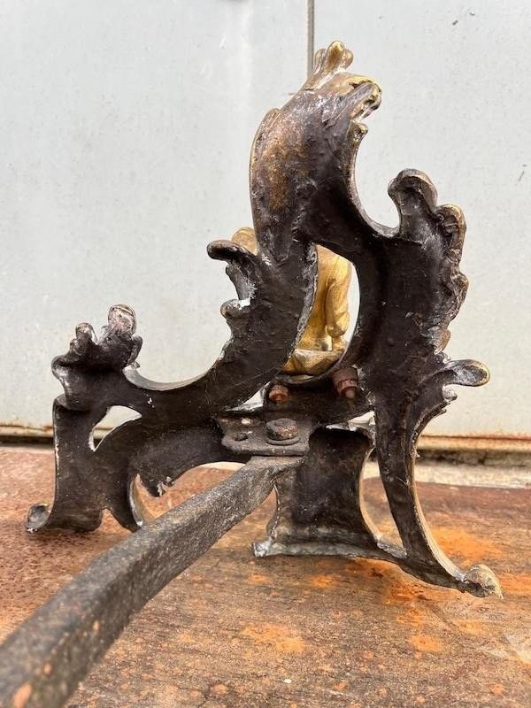 Pair of 18th century bronze andirons