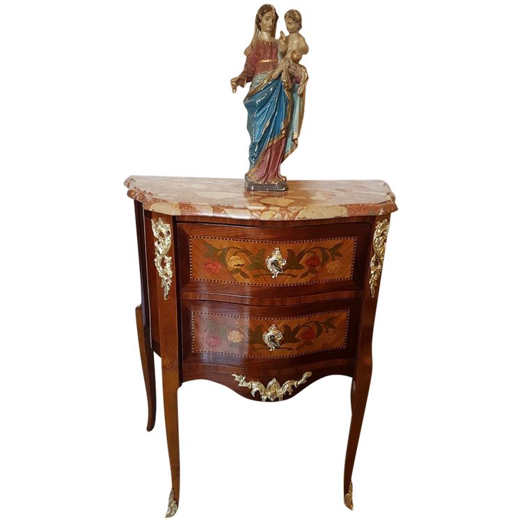 Small Curved Chest of Drawers, Louis XV Style, 19th Century