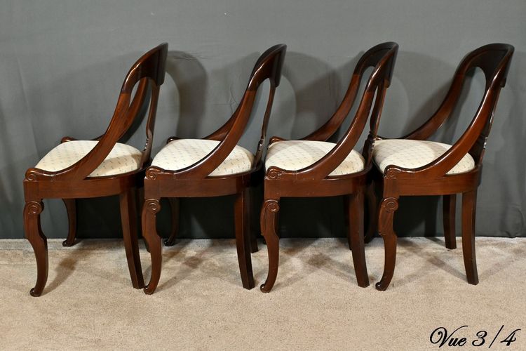 Set of 4 Gondola Chairs in Mahogany, Restoration period – Part 1 of the 19th century