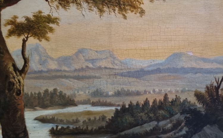 19th Century South American School - Landscape in a Valley Near Mountains and a Tree