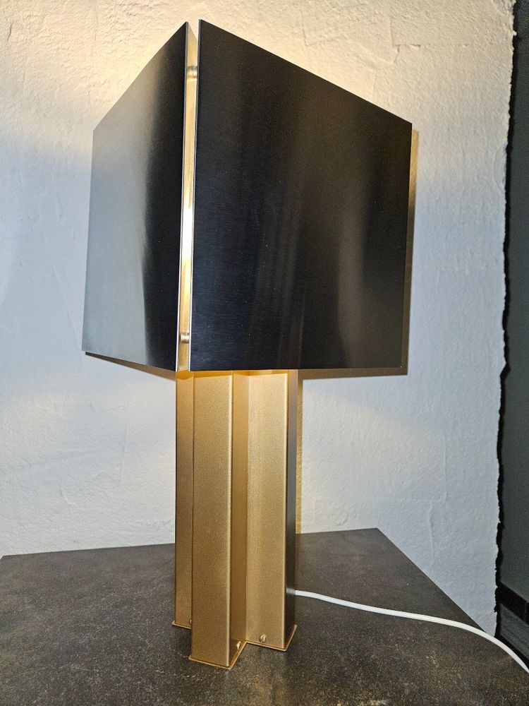 Lampe aus Chrom und goldenem Metall, 1970er