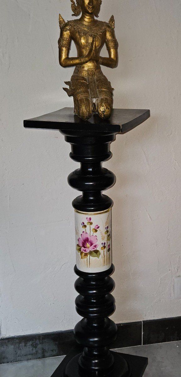 Napoleon III Column Stand - 19th century - In Wood and Ceramic.