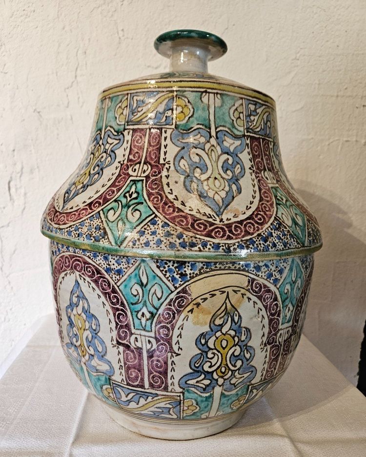 Moroccan Covered Pot - Jobbana - Fez - Late 19th century